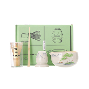 新款跨境亚马逊手绘日本樱花抹茶具套装日式陶瓷抹茶工具搅拌套装