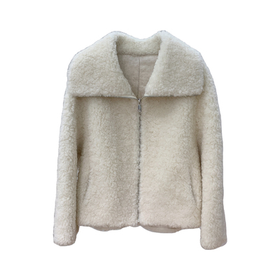 羊羔毛皮毛一体大翻领皮草外套女