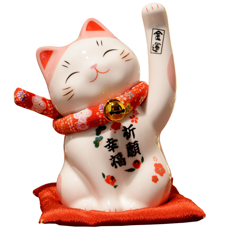 幸福的一对精美招财猫摆件