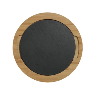 岩石餐盘岩板战斧牛排盘西餐盘黑色石板餐具日式烤肉摆盘竹木托盘