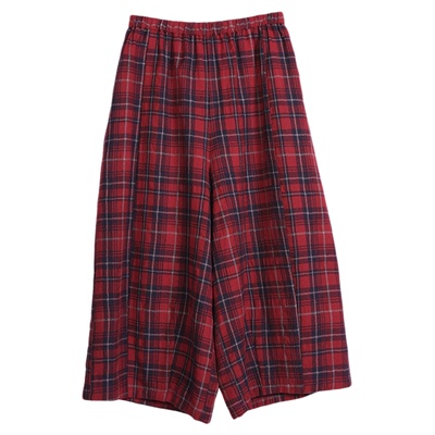 ZOLLE复古格纹宽松通勤阔腿裤