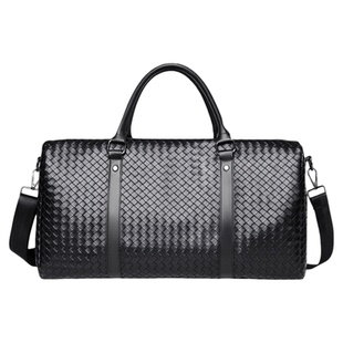 编织大容量男士旅行包休闲手提包格纹健身包通勤风潮流商务行李包