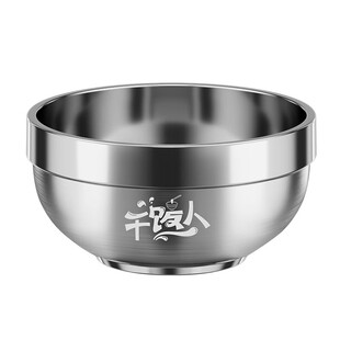 干饭人食品级316L不锈钢饭碗家用双层儿童防摔防烫泡面大铁碗带盖