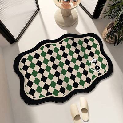 新品 卫生间脚垫吸水异形厨房门口地垫硅藻泥格地毯卫浴耐脏浴室
