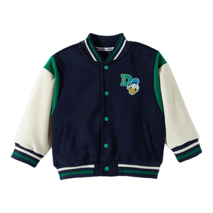 迪士尼童装男童加绒休闲棒球服春秋季新款儿童米奇唐老鸭印花外套