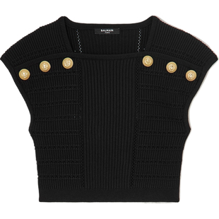 BALMAIN 夏季女罗纹针织短款上衣
