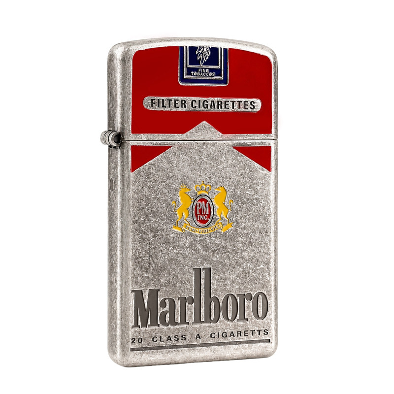 ZIPPO1605纤巧仿古银雄狮万宝路