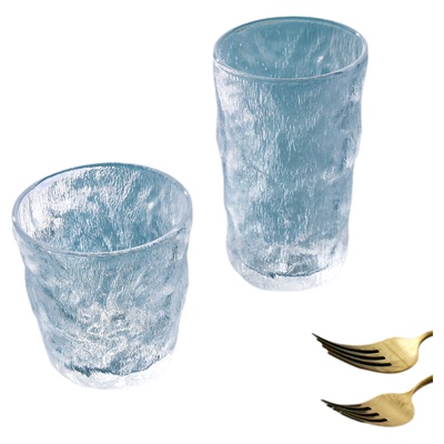 包邮ins家用树纹冰川咖啡玻璃杯