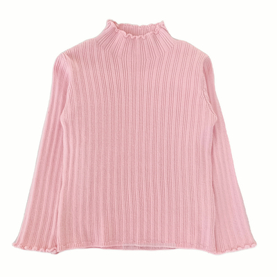 女童简约秋冬木耳边纯色花边打底