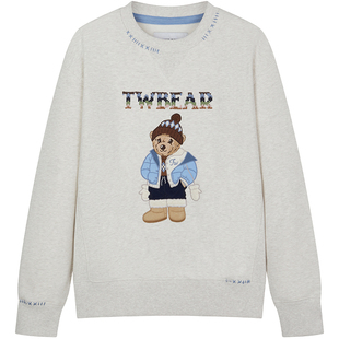 TeenieWeenie小熊女装卫衣秋冬季大熊撞色刺绣拼接圆领内搭上衣