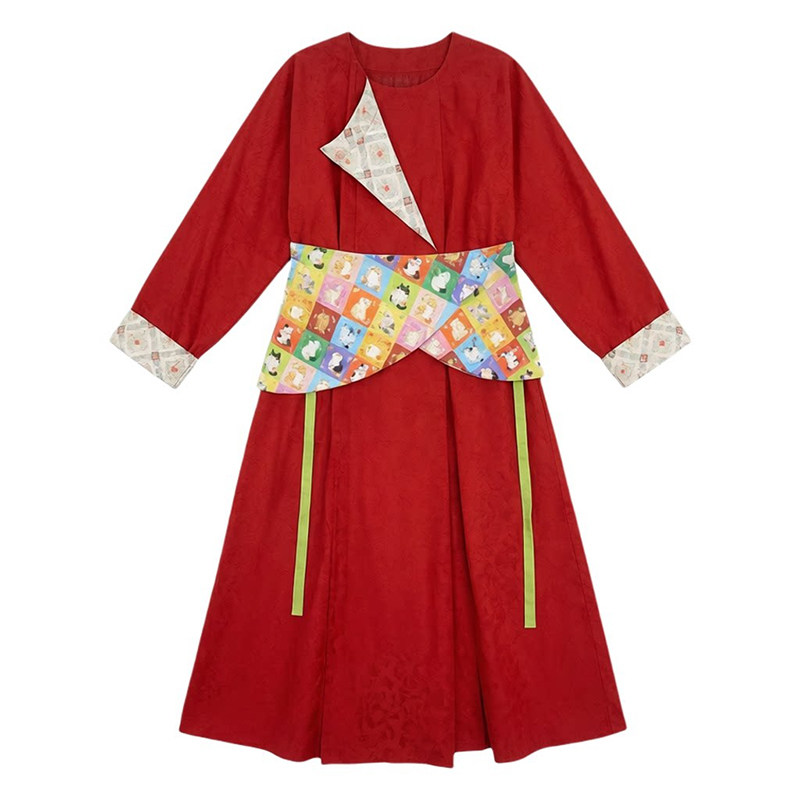 圆领袍古风纯色春秋单面穿汉服