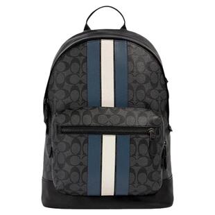 Coach蔻驰男士双肩包白蓝条纹日常出行时尚简约休闲3001