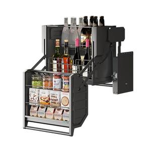 酷太厨房高柜双层升降拉篮橱柜下拉式升降机吊柜下拉篮调味料拉篮