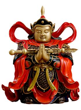 黄铜《合掌韦陀》摆件铜制工艺品