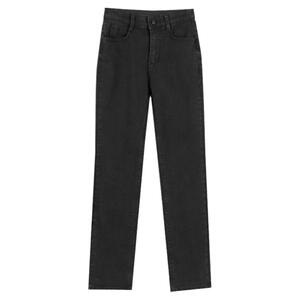 09women大码牛仔裤黑色直筒高腰松紧腰长款短款两种尺寸秋季60961