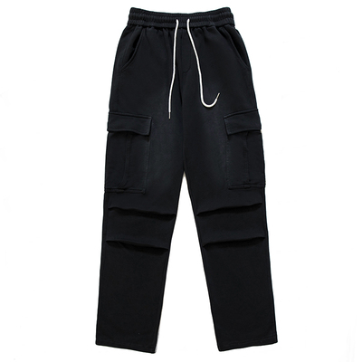 烦恼的Octopusl重磅水洗做旧工装卫裤美式直筒宽松微喇长裤子男潮