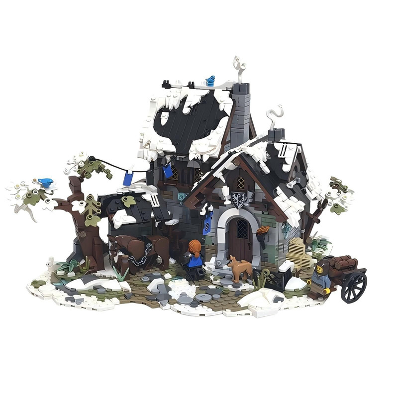 创意黑隼暴雪旅馆积木建筑玩具