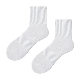 子墨袜子男士抗菌防臭夏季薄款纯棉网眼黑白色运动男生毛巾底长袜