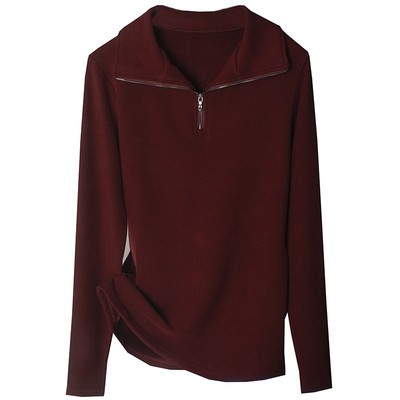 安哥拉红卫衣女2025新款秋冬洋气加厚保暖修身半高领德绒打底上衣