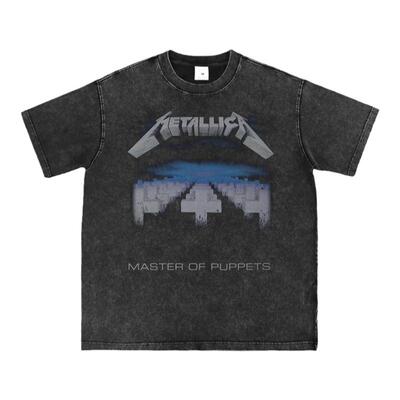 METALLICA复古水洗做旧灰短袖T恤