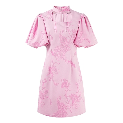 MISSCOCOON孔雀提花镂空改良旗袍连衣裙春夏