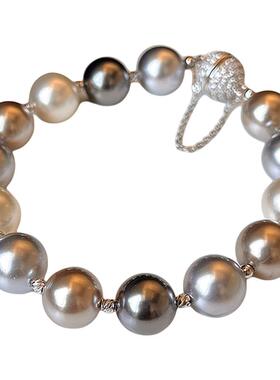 灰色磁吸扣施家珍珠手链高级感