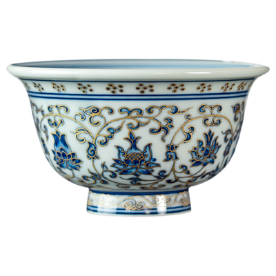 仿古缠枝莲描金压手杯