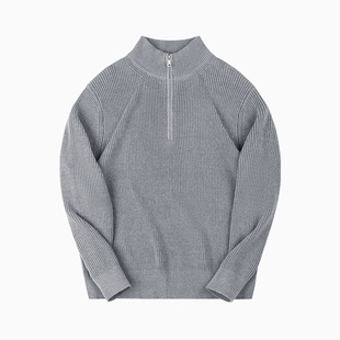 MRA男装 立领半拉链POLO针织衫毛衣落肩袖半高领套头开领卫衣秋冬