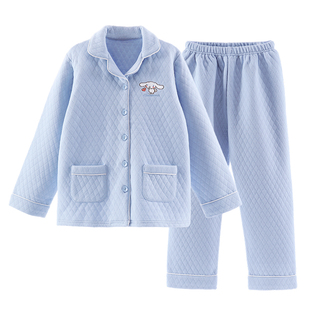 玉桂狗女童家居服秋冬季2025新款儿童纯棉睡衣套装夹棉大童居家服