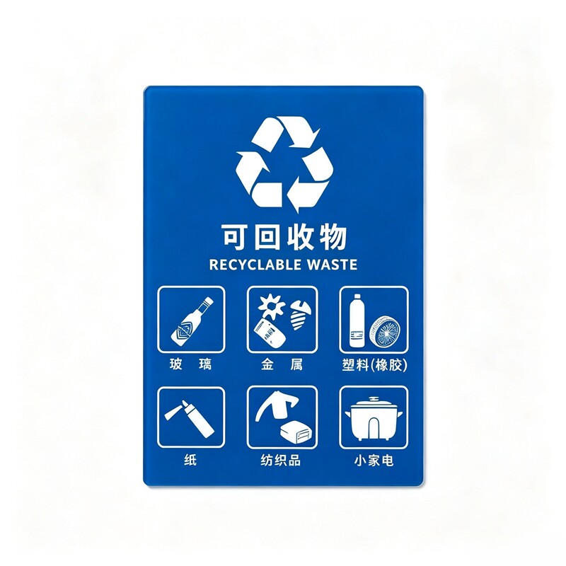 垃圾分类标示牌餐厨易腐有害可回收干湿环卫垃圾桶柜贴防水平面贴