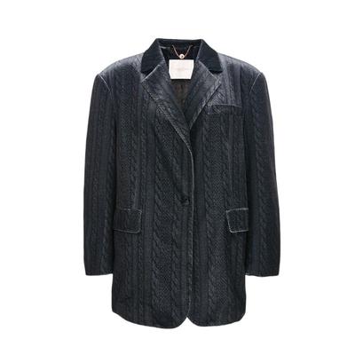 t区绫致CoutureMade西服25春夏丝绒暗纹长袖上衣外套女