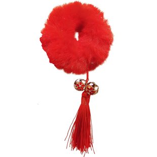 儿童红色古风流苏发圈新年发饰女童中国风丸子头头花女孩过年发饰