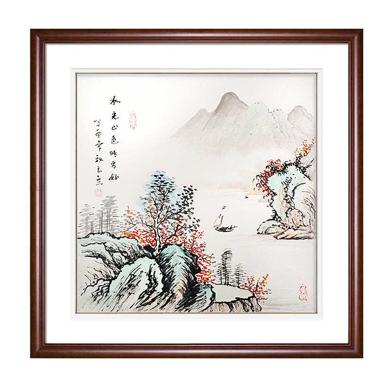 山水画真迹风水靠山客厅沙发壁画装饰挂画餐厅玄关画斗方手绘国画