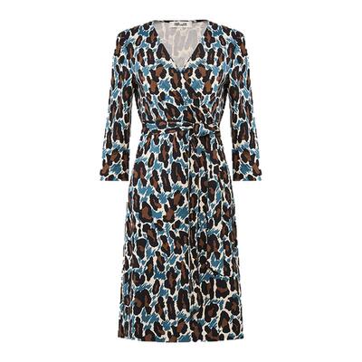 DVF魅影豹猫图案裹身裙