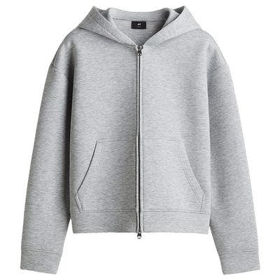 HM男装女装女装卫衣2025秋季新款空气层宽松拉链连帽衫1304459