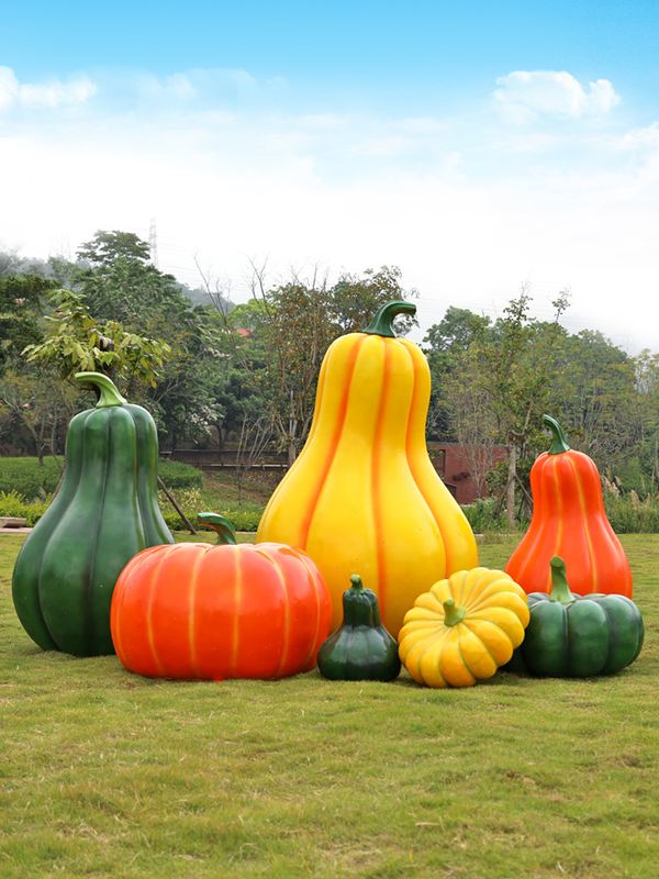 户外仿真大南瓜摆件花园造景布置玻璃钢雕塑模型道具园林景观装饰