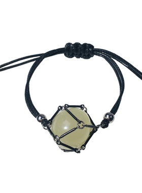 【间黑色绳款】带水晶可调节更换筛子金属竹节手工编织网兜手链