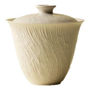 里作复古草木灰二才盖碗日式创意薄胎不烫手泡茶碗功夫茶具敬茶碗