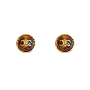 琥珀色树脂凯旋门圆形耳钉女秋冬美拉德耳饰耳环2026新款爆款高级