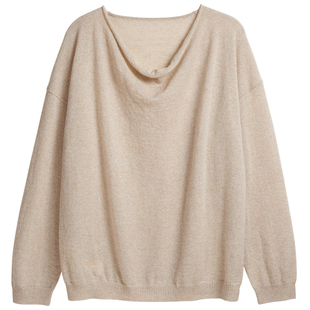 斐雪 精纺山羊绒细纱微闪 轻薄打底慵懒随性自然松弛感垂领针织衫