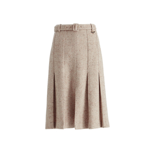 OBEG欧碧倩彩点钢花呢羊毛半身裙优雅通勤高腰中裙女冬季10484028