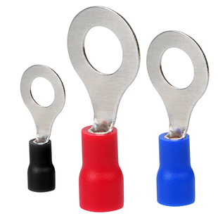 RV圆形预绝缘冷压接线端子铜鼻线鼻子O型线耳电线压接0.5-16平方