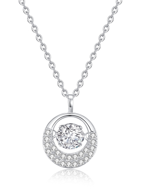 纯银跳动的心莫桑钻项链女