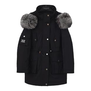 Nancy小景家同款 重工系列 环保抗皱面料 银狐大毛领派克羽绒服