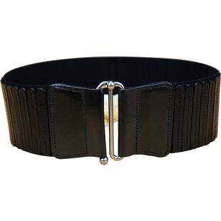 腰封女真皮头层牛皮黑色宽松紧束腰带装饰配连衣裙毛衣羽绒服皮带