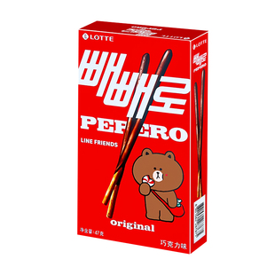 韩国进口乐天pepero派派乐饼干棒涂层巧克力味装饰饼干休闲小零食