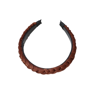 做工超好~麻花缎面发箍头箍细带齿简约百搭复古发卡气质咖色发饰