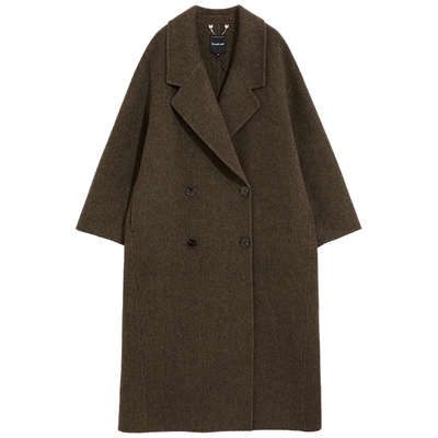 bebe冬季新款宽松翻领长款大衣