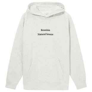 热风2024年冬季新款男士字母刺绣加绒卫衣美式休闲上衣户外连帽