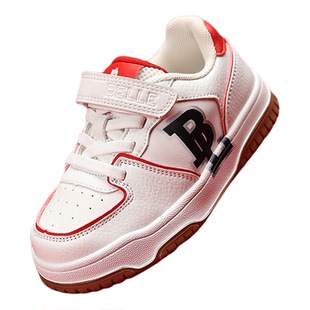 百丽童鞋儿童复古板鞋女童红色新年鞋子秋冬学生校园鞋男童运动鞋